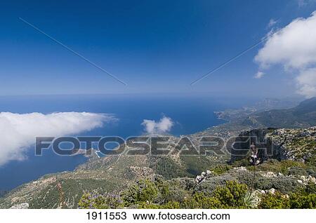 Stock Image - Coastal Views From Mountain, Majorca, Balearic Islands, Spain. Fotosearch