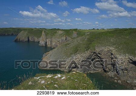 Stock Photo - Coastline near Lydstep. Pembrokeshire. Wales. Cymru. UK. United Kingdom.. Fotosearch