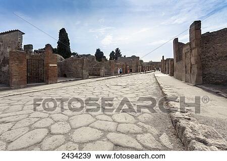 Cobblestone road and buildings; Pompei, Italy View Large Photo Image Stock Photo - Cobblestone road and buildings; Pompei, Italy. Fotosearch