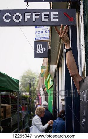 Stock Photo - Coffe outlet, Columbia Road Flower Market; London, England. Fotosearch