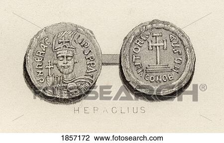 Stock Image - Coin From The Time Of Heraclius, A. D. 575-641. Roman Emperor.. Fotosearch