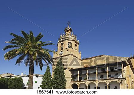 Stock Image - Colegiata De Santa Maria De La Encarnacion La Mayor Church, Ronda, Spain. Fotosearch