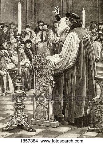 Picture - Colet Preaching. John Colet, 1467-1519. Dean Of St. Paul's Cathedral And Founder Of St. Paul's School, London. Fotosearch