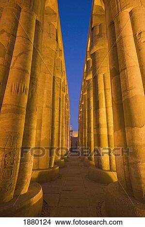 Picture - Collonade In Court Of Amenophis Iii At Dusk. Fotosearch