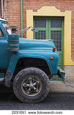 Stock Image - Colombia, Bogota, Front Of Truck; La Candelaria. Fotosearch