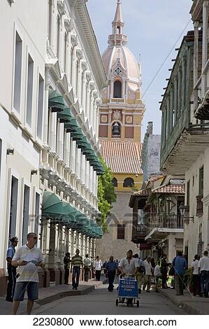 Stock Image - Colombia, View Towards Cathedral; Cartagena. Fotosearch