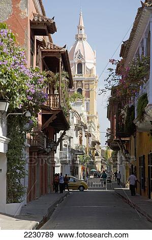 Colombia, View Towards Cathedral; Cartagena View Large Photo Image Stock Photo - Colombia, View Towards Cathedral; Cartagena. Fotosearch
