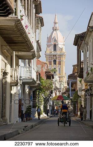 Colombia, View Towards Cathedral; Cartagena View Large Photo Image Stock Photo - Colombia, View Towards Cathedral; Cartagena. Fotosearch