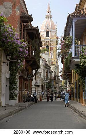 Colombia, View Towards Cathedral; Cartagena View Large Photo Image Stock Photograph - Colombia, View Towards Cathedral; Cartagena. Fotosearch