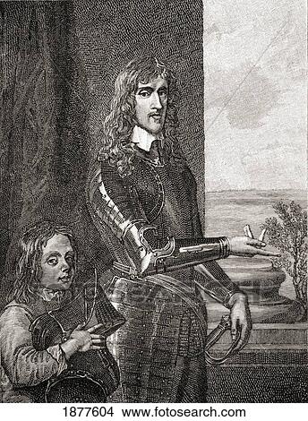 Picture - Colonel Sir John Hutchinson 1615 - 1664 And His Son. English Puritan Leader And Prominent Roundhead In The English Civil War. From The Book Short History Of The English People By J. R. Green Published London 1893.. Fotosearch