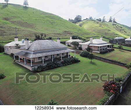 Colonial residences; Norfolk Island View Large Photo Image Picture - Colonial residences; Norfolk Island. Fotosearch