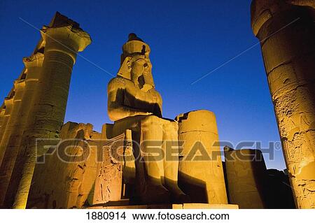 Colonnade Of Amenophis Iii With Statue Of Ramses Ii At Dusk View Large Photo Image Picture - Colonnade Of Amenophis Iii With Statue Of Ramses Ii At Dusk. Fotosearch