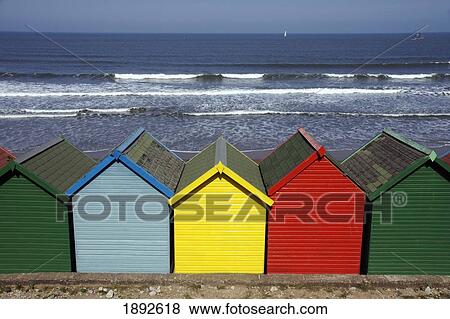 Colorful Beach Huts By Sea View Large Photo Image Stock Photo - Colorful Beach Huts By Sea. Fotosearch