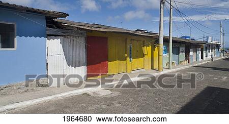 Colorful Buildings Lining The Street; Puerto Baquerizo Moreno San Cristobal Island Galapagos Equador View Large Photo Image Stock Image - Colorful Buildings Lining The Street; Puerto Baquerizo Moreno San Cristobal Island Galapagos Equador. Fotosearch