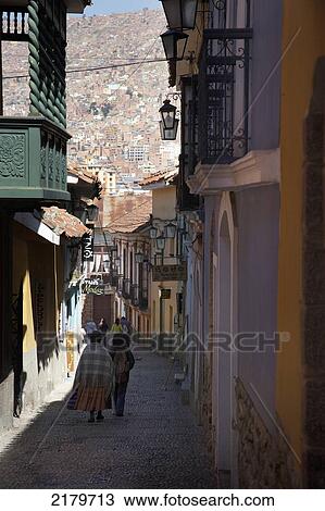 Stock Image - Colorful Buildings On Calle Jaen Street In La Paz Bolivia. Fotosearch