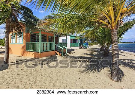Colorful cabana on a beach; Plancencia, Belize View Large Photo Image Picture - Colorful cabana on a beach; Plancencia, Belize. Fotosearch