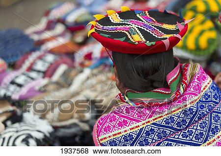 Stock Photo - Colorful Fabric At Craft Market In Plaza Regocijo; Cusco Peru. Fotosearch