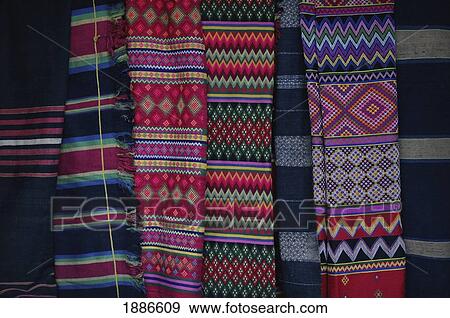 Stock Photo - Colorful Traditional Mizo Textiles, Close Up. Fotosearch