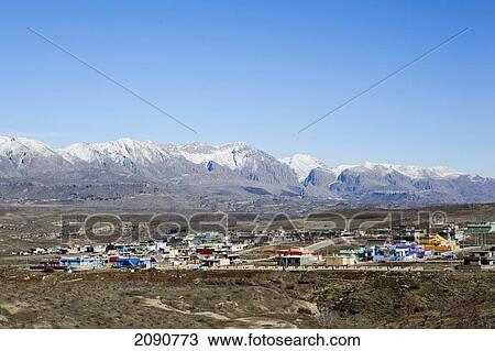 Stock Image - Colorful Village In The Zagros Mountains Of Iraqi Kurdistan, Iraq. Fotosearch