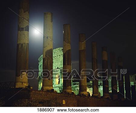 Stock Photo - Colosseum At Full Moon From Via Sacra. Fotosearch