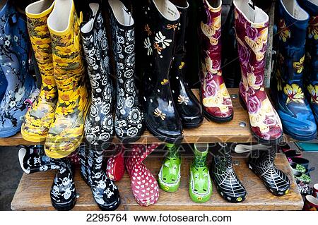 Coloured Wellies On Sale In Camden Market, North London, London, Uk View Large Photo Image Picture - Coloured Wellies On Sale In Camden Market, North London, London, Uk. Fotosearch