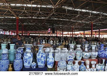 Stock Photo - Colourful And Decorated Vases On Display; Beijing China. Fotosearch