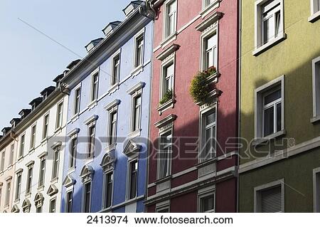 Picture - Colourful building fronts; Frankfurt am Main, Germany. Fotosearch