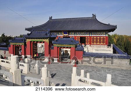 Stock Photograph - Colourful Building With Traditional Chinese Architecture; Beijing China. Fotosearch