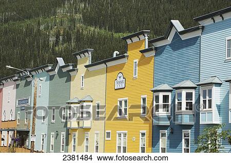 Colourful buildings in a row; Dawson City, Yukon, Canada View Large Photo Image Picture - Colourful buildings in a row; Dawson City, Yukon, Canada. Fotosearch