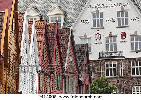 Colourful buildings with peaked roofs; Bergen, Norway View Large Photo Image Stock Photo - Colourful buildings with peaked roofs; Bergen, Norway. Fotosearch