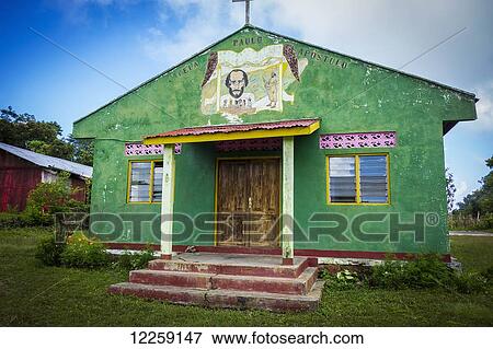 Stock Photo - Colourful church building; Atauro Island, Timor-Leste. Fotosearch