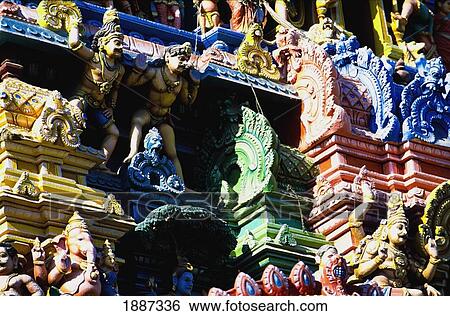 Stock Photograph - Colourful Figures On Sri Ranganathaswamy Temple, Close -Up. Fotosearch