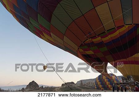 Stock Image - Colourful Hot Air Balloons; Goreme Nevsehir Turkey. Fotosearch