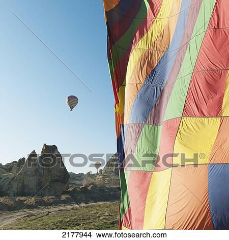 Picture - Colourful Hot Air Balloons In Flight; Goreme Nevsehir Turkey. Fotosearch