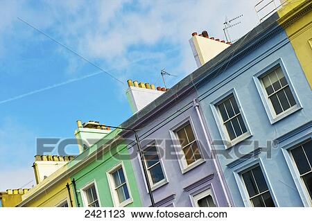 Colourful houses in a row, Notting Hill; London, England View Large Photo Image Stock Image - Colourful houses in a row, Notting Hill; London, England. Fotosearch