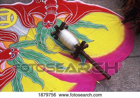 Colourful Kite And Spool, Close Up View Large Photo Image Stock Photograph - Colourful Kite And Spool, Close Up. Fotosearch