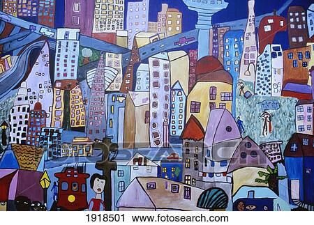 Stock Image - Colourful Mural, Mission District. Fotosearch