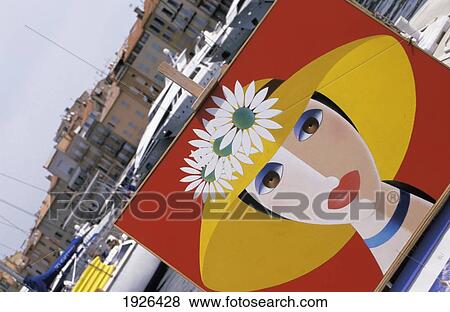 Colourful Painting Of Women With Flowers In Hat, Vieux Port; St Tropez, France View Large Photo Image Stock Photo - Colourful Painting Of Women With Flowers In Hat, Vieux Port; St Tropez, France. Fotosearch