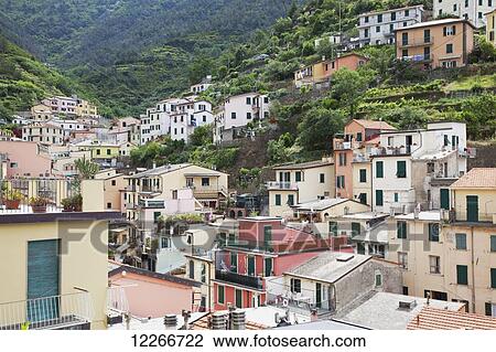 Colourful residential buildings; Riomaggiore, Liguria, Italy View Large Photo Image Stock Image - Colourful residential buildings; Riomaggiore, Liguria, Italy. Fotosearch