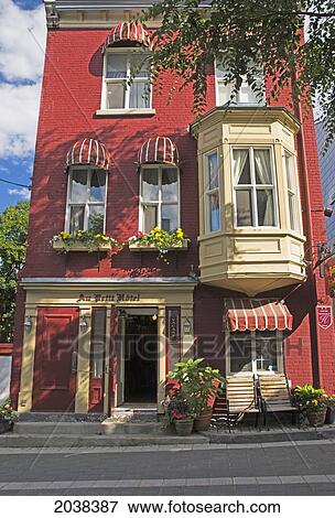 Colourful Small Hotel; Quebec City Quebec Canada View Large Photo Image Stock Photo - Colourful Small Hotel; Quebec City Quebec Canada. Fotosearch