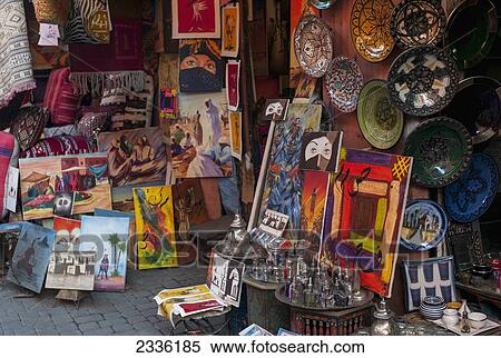 Stock Photography - Colourful Wares On Display; Morocco. Fotosearch