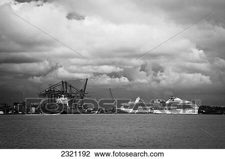 Stock Image - Columbia, Cartagena, Cruise ship in port. Fotosearch