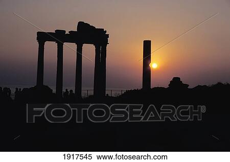 Stock Photography - Column Ruins At Sunset. Fotosearch