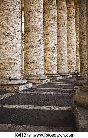 Columns At Saint Peter's Square; Vatican City, Rome, Italy View Large Photo Image Stock Photo - Columns At Saint Peter's Square; Vatican City, Rome, Italy. Fotosearch