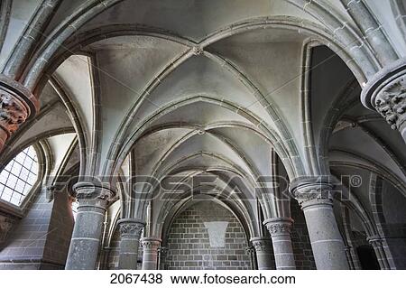Columns In The Salle Des Chevaliers (Knights' Room) From The Early 13Th Century In The Abbey Of Mont-Saint-Michel, France View Large Photo Image Stock Photo - Columns In The Salle Des Chevaliers (Knights' Room) From The Early 13Th Century In The Abbey Of Mont-Saint-Michel, France. Fotosearch
