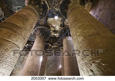Stock Photo - Columns In The Second Hypostyle Hall, Temple Of Horus At Edfu, Aswan, Egypt. Fotosearch