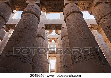 Stock Photograph - Columns Of The Great Hypostyle Hall Of The Temple Of Amun In The Karnak Temple Complex, Luxor, Qina, Egypt. Fotosearch