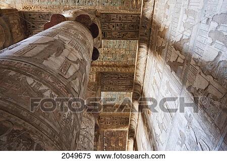Stock Photography - Columns With Hathor Capitals In The Outer Hypostyle Hall Of The Temple Of Hathor, Dendera, Qina, Egypt. Fotosearch