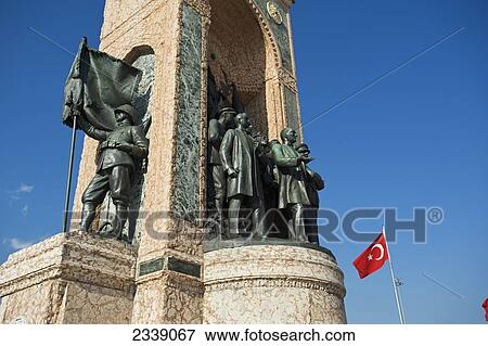 Stock Photo - Commemorative Statue Of Mustafa Kemal, Taksim Square; Istanbul, Turkey. Fotosearch