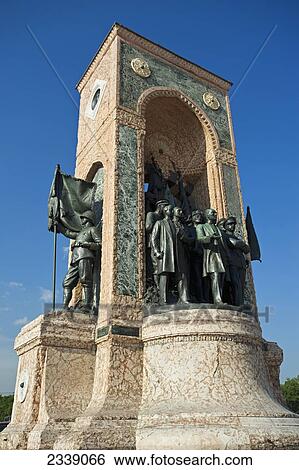 Stock Photograph - Commemorative Statue Of Mustafa Kemal, Taksim Square; Istanbul, Turkey. Fotosearch
